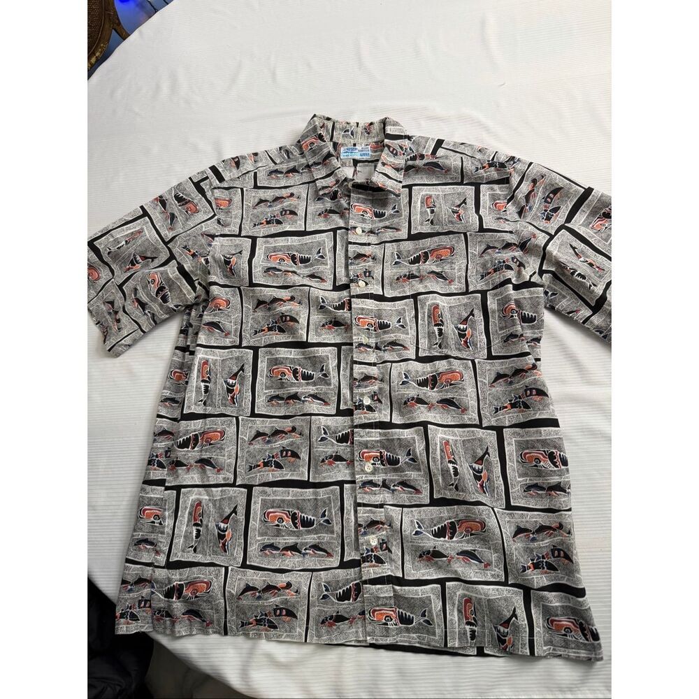 AFTCO Bluewater Wear Grey Vintage Button Up Fishing Shirt Size XL